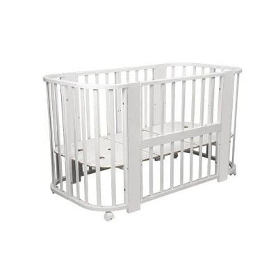 INDIGO Кровать детская Baby Line 5 в 1 (ложе 70х100 и 70х140) с поперечным маятником, массив бере (белый)
