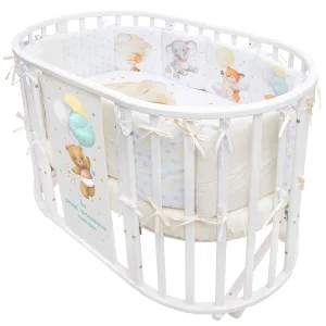 INDIGO Кровать детская Baby Sleep 7в1 (круг/овал, манеж, 2 кресла, стол) массив березы, МДФ, ПВХ (белый Мишка) INDIGO Кровать детская Baby Sleep 7в1 (круг/овал, манеж, 2 кресла, стол) массив березы, МДФ, ПВХ (белый Мишка)