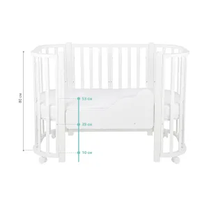 INDIGO Кровать детская Baby Lux 3 в 1 (кровать, манеж, диван) массив березы, МДФ (белый-белые стойки) INDIGO Кровать детская Baby Lux 3 в 1 (кровать, манеж, диван) массив березы, МДФ (белый-белые стойки)