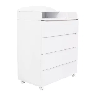 INDIGO Комод Style 800/4 с узким пеленальным столиком, МДФ (белый-белый) INDIGO Комод Style 800/4 с узким пеленальным столиком, МДФ (белый-белый)