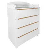 INDIGO Комод Style 800/4 с узким пеленальным столиком, МДФ (белый-натуральный)