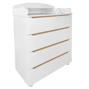 INDIGO Комод Style 800/4 с узким пеленальным столиком, МДФ (белый-натуральный) INDIGO Комод Style 800/4 с узким пеленальным столиком, МДФ (белый-натуральный)