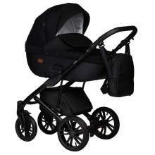 INDIGO Коляска MIO S 2в1 02 (черная кожа + черный)