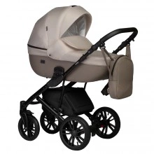 INDIGO Коляска MIO S 2в1 03 (т. бежевая кожа + св. бежевый)