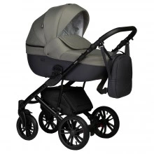 INDIGO Коляска MIO S 2в1 05 (т. серая кожа + зеленый)