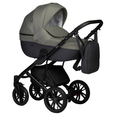 INDIGO Коляска MIO S 2в1 05 (т. серая кожа + зеленый) INDIGO Коляска MIO S 2в1 05 (т. серая кожа + зеленый)