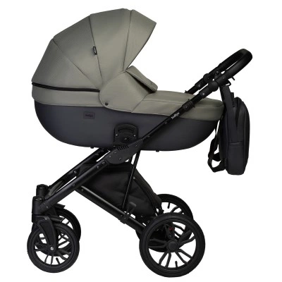 INDIGO Коляска MIO S 2в1 05 (т. серая кожа + зеленый) INDIGO Коляска MIO S 2в1 05 (т. серая кожа + зеленый)