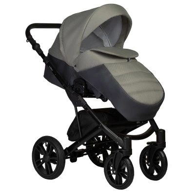 INDIGO Коляска MIO S 2в1 05 (т. серая кожа + зеленый) INDIGO Коляска MIO S 2в1 05 (т. серая кожа + зеленый)