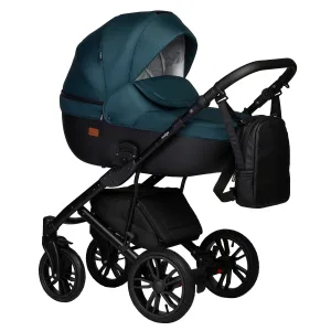 INDIGO Коляска MIO S 2в1 (06 (черная кожа + изумрудный) INDIGO Коляска MIO S 2в1 (06 (черная кожа + изумрудный)