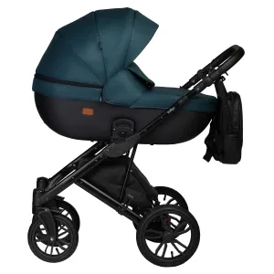 INDIGO Коляска MIO S 2в1 (06 (черная кожа + изумрудный) INDIGO Коляска MIO S 2в1 (06 (черная кожа + изумрудный)