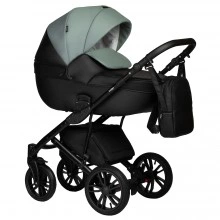 INDIGO Коляска MIO ECO 2в1 05 (черная кожа + шалфей кожа)