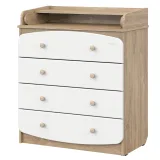 INDIGO Комод Classic 800/4 c откидным пеленальным столиком, МДФ, ЛДСП (дуб канзас-белый)
