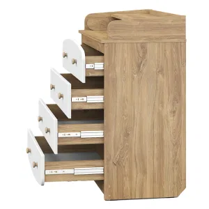 INDIGO Комод Classic 800/4 c откидным пеленальным столиком, МДФ, ЛДСП (дуб канзас-белый) INDIGO Комод Classic 800/4 c откидным пеленальным столиком, МДФ, ЛДСП (дуб канзас-белый)