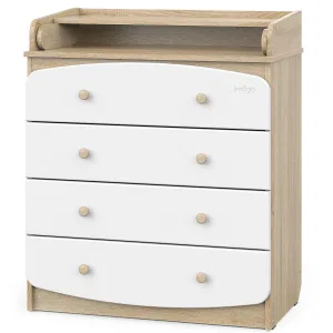 INDIGO Комод Classic 800/4 c откидным пеленальным столиком, МДФ, ЛДСП (дуб сонома-белый) INDIGO Комод Classic 800/4 c откидным пеленальным столиком, МДФ, ЛДСП (дуб сонома-белый)