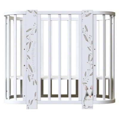 INDIGO Кровать детская Baby Line 5 в 1 (ложе 70х100 и 70х140) с поперечным маятником, массив бере (зайка)