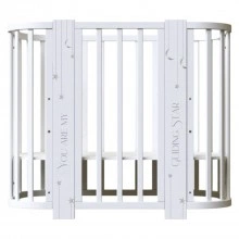 INDIGO Кровать детская Baby Line 5 в 1 (ложе 70х100 и 70х140) с поперечным маятником, массив бере (звездочки)
