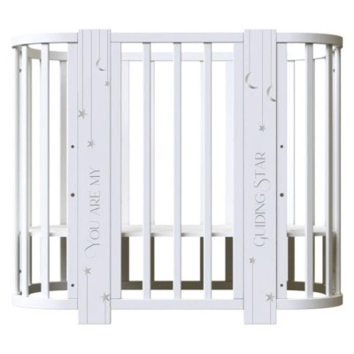 INDIGO Кровать детская Baby Line 5 в 1 (ложе 70х100 и 70х140) с поперечным маятником, массив бере (звездочки)