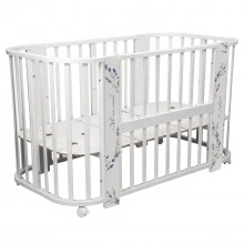 INDIGO Кровать детская Baby Line 5 в 1 (ложе 70х100 и 70х140) с поперечным маятником, массив бере (лаванда)