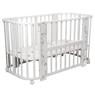 INDIGO Кровать детская Baby Line 5 в 1 (ложе 70х100 и 70х140) с поперечным маятником, массив бере (зайка)