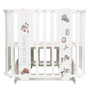 INDIGO Кровать детская Baby Line 5 в 1 (ложе 70х100 и 70х140) с поперечным маятником, массив бере (машинки) INDIGO Кровать детская Baby Line 5 в 1 (ложе 70х100 и 70х140) с поперечным маятником, массив бере (машинки)