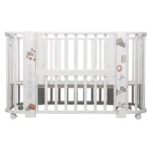 INDIGO Кровать детская Baby Line 5 в 1 (ложе 70х100 и 70х140) с поперечным маятником, массив бере (машинки) INDIGO Кровать детская Baby Line 5 в 1 (ложе 70х100 и 70х140) с поперечным маятником, массив бере (машинки)