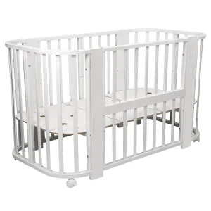 INDIGO Кровать детская Baby Line 5 в 1 (ложе 70х100 и 70х140) с поперечным маятником, массив бере (белый) INDIGO Кровать детская Baby Line 5 в 1 (ложе 70х100 и 70х140) с поперечным маятником, массив бере (белый)