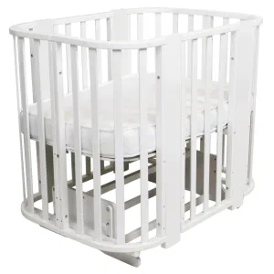 INDIGO Кровать детская Baby Line 5 в 1 (ложе 70х100 и 70х140) с поперечным маятником, массив бере (белый) INDIGO Кровать детская Baby Line 5 в 1 (ложе 70х100 и 70х140) с поперечным маятником, массив бере (белый)