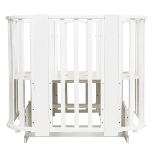 INDIGO Кровать детская Baby Line 5 в 1 (ложе 70х100 и 70х140) с поперечным маятником, массив бере (белый) INDIGO Кровать детская Baby Line 5 в 1 (ложе 70х100 и 70х140) с поперечным маятником, массив бере (белый)