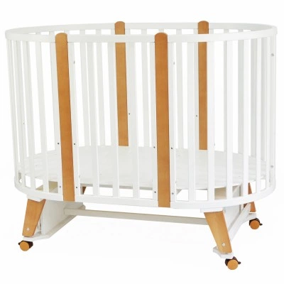 INDIGO Кровать детская София 2026 6в1 круг-овал с поперечным маятником (белый-бук арт.107601-6) INDIGO Кровать детская София 2026 6в1 круг-овал с поперечным маятником (белый-бук арт.107601-6)