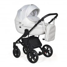 INDIGO Коляска MIO 2в1 Mi 01 (белая кожа + белый узор)