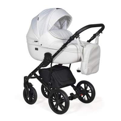 INDIGO Коляска MIO 2в1 Mi 01 (белая кожа + белый узор) INDIGO Коляска MIO 2в1 Mi 01 (белая кожа + белый узор)