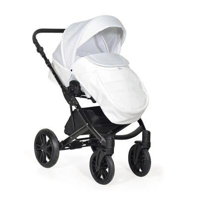 INDIGO Коляска MIO 2в1 Mi 01 (белая кожа + белый узор) INDIGO Коляска MIO 2в1 Mi 01 (белая кожа + белый узор)