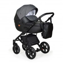 INDIGO Коляска MIO 2в1 Mi 07 (черная кожа + черный узор)