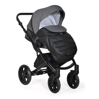 INDIGO Коляска MIO 2в1 Mi 07 (черная кожа + черный узор) INDIGO Коляска MIO 2в1 Mi 07 (черная кожа + черный узор)