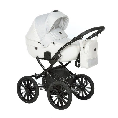 INDIGO Коляска PORTO Classic 14 Po 07 (белая кожа + белый узор) INDIGO Коляска PORTO Classic 14 Po 07 (белая кожа + белый узор)