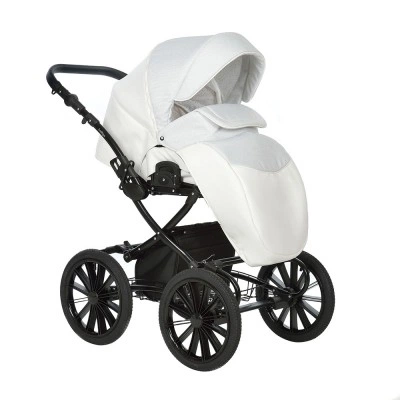 INDIGO Коляска PORTO Classic 14 Po 07 (белая кожа + белый узор) INDIGO Коляска PORTO Classic 14 Po 07 (белая кожа + белый узор)