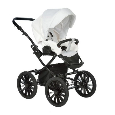 INDIGO Коляска PORTO Classic 14 Po 07 (белая кожа + белый узор) INDIGO Коляска PORTO Classic 14 Po 07 (белая кожа + белый узор)