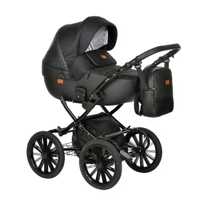 INDIGO Коляска PORTO Classic 14 Po 08 (черная кожа + черный узор) INDIGO Коляска PORTO Classic 14 Po 08 (черная кожа + черный узор)