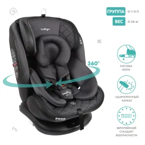 INDIGO Автокресло AERO ISOFIX, ST-3, группа 0 + 1 + 2 + 3 (0-36 кг), (упак.1 шт.) (черный) INDIGO Автокресло AERO ISOFIX, ST-3, группа 0 + 1 + 2 + 3 (0-36 кг), (упак.1 шт.) (черный)
