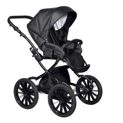 Классическая коляска Индиго BROCO Eco Plus 14, Черная кожа, возраст С рождения до 3-х лет Классическая коляска Индиго BROCO Eco Plus 14, Черная кожа, возраст С рождения до 3-х лет
