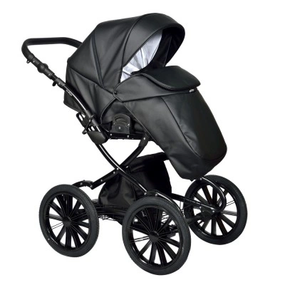 Классическая коляска Индиго BROCO Eco Plus 14, Черная кожа, возраст С рождения до 3-х лет Классическая коляска Индиго BROCO Eco Plus 14, Черная кожа, возраст С рождения до 3-х лет