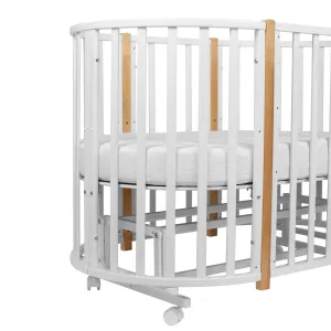 Кровать детская Indigo Born 7в1 с поперечным маятником (круг/овал, манеж, 2 кресла, стол) массив (белый-натуральный) Кровать детская Indigo Born 7в1 с поперечным маятником (круг/овал, манеж, 2 кресла, стол) массив (белый-натуральный)