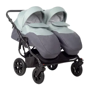 Коляска для двойни CHARLOTTE Sity DUO (Indigo) (Cs 02 (т.серый+шалфей)) Коляска для двойни CHARLOTTE Sity DUO (Indigo) (Cs 02 (т.серый+шалфей))