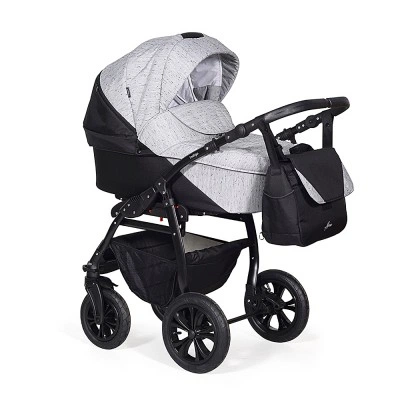 Коляска 2в1 Indigo ALMA - Am 08 (черный + св. серый) Коляска 2в1 Indigo ALMA - Am 08 (черный + св. серый)