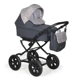 Коляска 2в1 Indigo CHARLOTTE 18 Classic 12 - Cr 36 (т.серый+розовый)