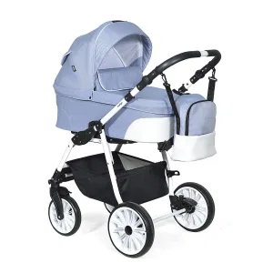 Коляска 3в1 Indigo ALPINA F - Al 03 (синий+белая кожа) Коляска 3в1 Indigo ALPINA F - Al 03 (синий+белая кожа)