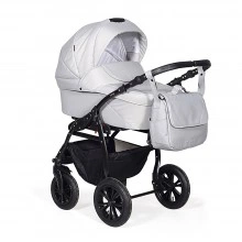 Коляска ALMA Lux 2в1 (Indigo) Al 03 (св. серая кожа + св. серый)