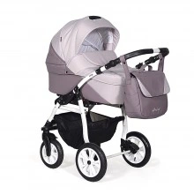 Коляска ALMA Lux 2в1 (Indigo) Al 05 (т. пудра кожа + розовый)