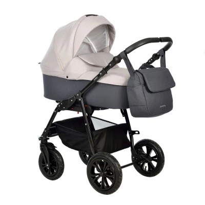 Коляска CHARLOTTE Sity 2в1 (Indigo) Cs 01 (т. серый + св. бежевый)