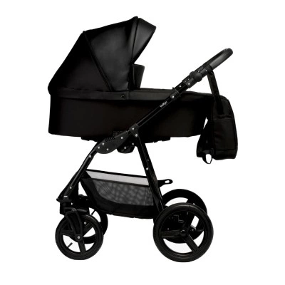 Коляска 2 в 1 Индиго COMFORT 2в1, Co 02 (черный + черная кожа), колёса резиновые надувные Коляска 2 в 1 Индиго COMFORT 2в1, Co 02 (черный + черная кожа), колёса резиновые надувные